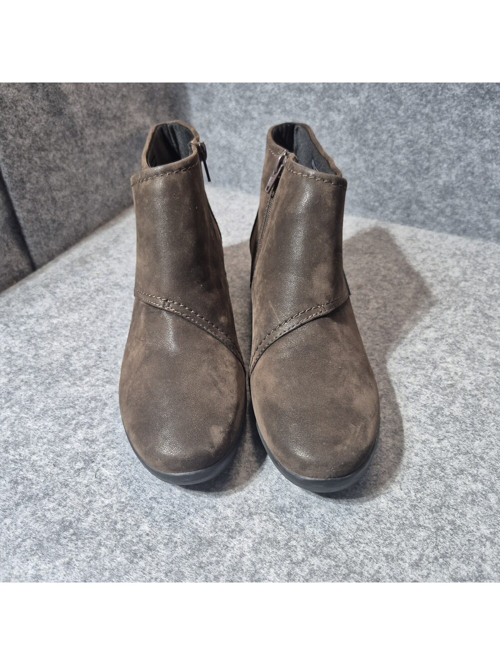 Cloudstepper By Clark Cadell Rush Leather Boots Zip Wedge Heel Size 9